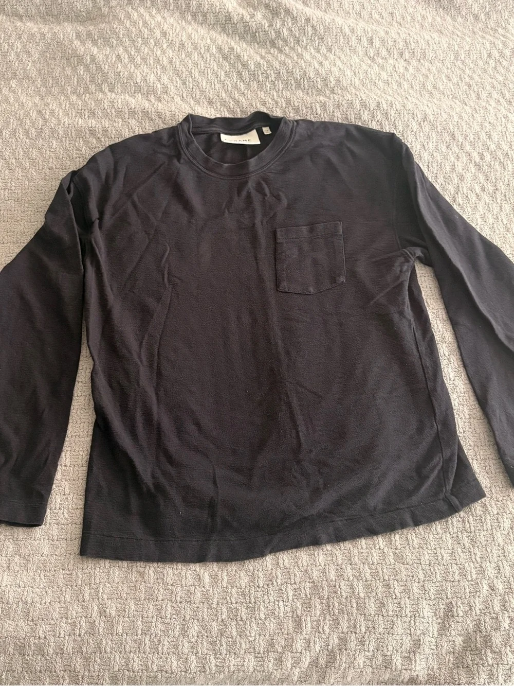 Frame Men's Long-Sleeve Pocket Crewneck Shirt - Black